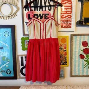 Anthropologie Red and Cream Dress